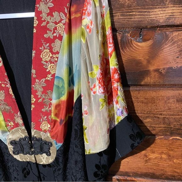 Vintage Spencer Alexis Silk Blend Kimono Style Floral Lace Blouse/Jacket  Size M - Picture 2 of 16